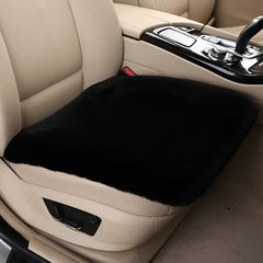 Hicle Winter Car Seat Cushion – Plush Rabbit Fur, Warm Thick Wool Seat Pad for Driver and Passenger, (Black)