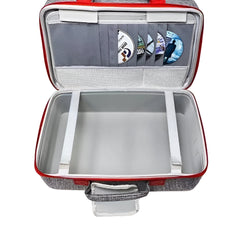 PS5/PS4 Carrying & Travel Case with EVA Fabric Protection for Console & Accessories - Grey with Red Zipper