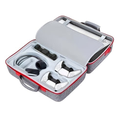 Hicle PS5 Soft Fabric Carrying Case – Red Zipper Grey Travel Bag for PlayStation 5 Console and Accessories