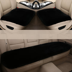 Hicle Winter Car Seat Cushion – Plush Rabbit Fur, Warm Thick Wool Seat Pad for Driver and Passenger, (Black)