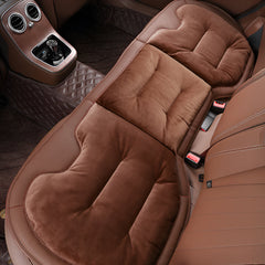 Hicle Winter Velvet Car Seat Cushion Set – Universal Fit for Mercedes, BMW & More | Brown Plush Full-Seat Covers for 5-Seater Cars