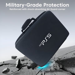 PS5/PS4 Carrying & Travel Case with EVA Fabric Protection for Console & Accessories - Black with Zipper
