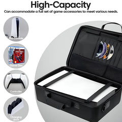 PS5/PS4 Carrying & Travel Case with EVA Fabric Protection for Console & Accessories - Black with Zipper