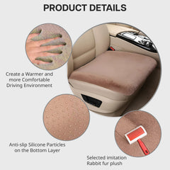 Hicle Premium Winter Plush Car Seat Cushion – Ultra Soft Rabbit Fur (Brown)