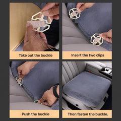 Hicle Winter Car Seat Cushion – Plush Rabbit Fur, Warm Thick Wool Seat Pad for Driver and Passenger (Gray)