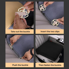 Hicle Winter Car Seat Cushion – Plush Rabbit Fur, Warm Thick Wool Seat Pad for Driver and Passenger, (Black)