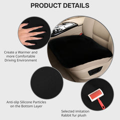 Hicle Winter Car Seat Cushion – Plush Rabbit Fur, Warm Thick Wool Seat Pad for Driver and Passenger, (Black)