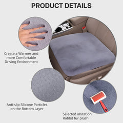 Hicle Winter Car Seat Cushion – Plush Rabbit Fur, Warm Thick Wool Seat Pad for Driver and Passenger (Gray)