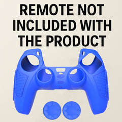 Hicle Blue Silicone Cover for PS5 Controller with Anti-Slip Grip and 2 Thumb Grips – Soft Rubber Protective Case for DualSense Gamepad