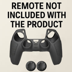 Hicle Black Silicone Cover for PS5 Controller with Anti-Slip Grip and 2 Thumb Grips – Soft Rubber Protective Case for DualSense Gamepad