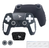 Hicle PS5 Handle Silicone Protective Cover – Non-Slip, Sweat-Proof Soft Rubber Shell with Thumb Grips (Black and White)