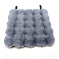 Hicle Winter Car Seat Cushion 3-Piece Set – Lake Blue Plush Bubble Design, Warm Velvet Square Pads for Front & Rear Seats