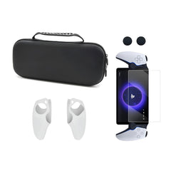 Hicle PlayStation Portal Storage Bag Protective Case Set — Durable, Transparent White Cover + Tempered Film + Joystick Caps — All-round Protection for PS Portal