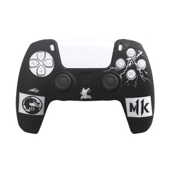 Hicle Mortal Kombat Edition Silicone Cover for PS5 Controller – Black Anti-Slip Soft Protective Case with Lightning Design and MK Logos