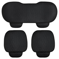Hicle Premium Black Car Seat Cushion Set – 3 Piece PU Leather Anti-Slip Seat Covers for Front & Rear Seats – Universal Fit