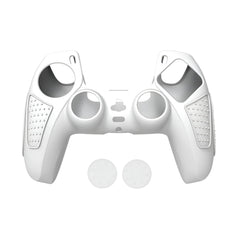 Hicle White Silicone Cover for PS5 Controller with Anti-Slip Textured Grip and 2 Thumb Grips – Soft Protective Case for DualSense Gamepad