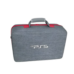 PS5/PS4 Carrying & Travel Case with EVA Fabric Protection for Console & Accessories - Grey with Red Zipper