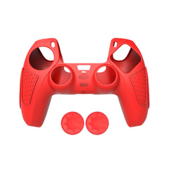 Hicle Red Silicone Cover for PS5 Controller with Anti-Slip Grip and 2 Thumb Grips – Soft Rubber Protective Case for DualSense Gamepad