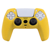 Hicle Silicone Cover for PS5 Controller – Yellow Anti-Slip Grip Protective Case – Monochrome Dotted Silicone Sleeve for PS5 Gamepad(Yellow)