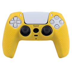 Hicle Silicone Cover for PS5 Controller – Yellow Anti-Slip Grip Protective Case – Monochrome Dotted Silicone Sleeve for PS5 Gamepad(Yellow)