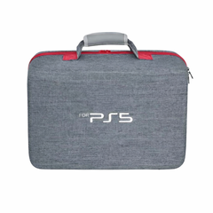 PS5/PS4 Carrying & Travel Case with EVA Fabric Protection for Console & Accessories - Grey with Red Zipper