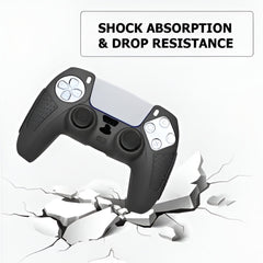 Hicle Black Silicone Cover for PS5 Controller with Anti-Slip Grip and 2 Thumb Grips – Soft Rubber Protective Case for DualSense Gamepad