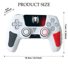Hicle PS5 Handle Silicone Protective Cover – Non-Slip, Sweat-Proof Soft Rubber Shell with Thumb Grips (Spiderman White)