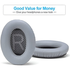 Hicle Premium Replacement Ear Pads – Compatible with Bose QuietComfort Series and SoundTrue/SoundLink Around-Ear Headphones (1 Pair, Light Grey)