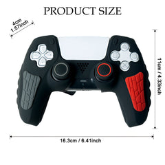 Hicle PS5 Handle Silicone Protective Cover – Non-Slip, Sweat-Proof Soft Rubber Shell with Thumb Grips (Spider-Man Black)