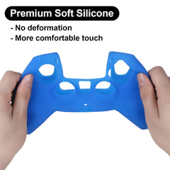 Hicle Blue Silicone Cover for PS5 Controller with Anti-Slip Grip and 2 Thumb Grips – Soft Rubber Protective Case for DualSense Gamepad