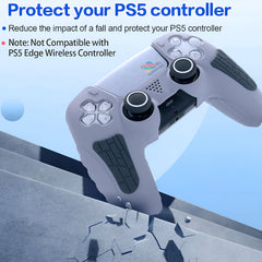 Hicle PS5 Handle Silicone Protective Cover – Non-Slip, Sweat-Proof Soft Rubber Shell with Thumb Grips (Grey)
