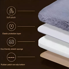 Hicle Winter Car Seat Cushion 3-Piece Set – Lake Blue Plush Bubble Design, Warm Velvet Square Pads for Front & Rear Seats