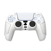 Hicle White Silicone Cover for PS5 Controller with Anti-Slip Textured Grip and 2 Thumb Grips – Soft Protective Case for DualSense Gamepad