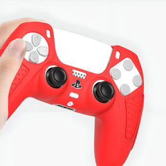 Hicle Red Silicone Cover for PS5 Controller with Anti-Slip Grip and 2 Thumb Grips – Soft Rubber Protective Case for DualSense Gamepad