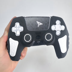 Hicle PS5 Handle Silicone Protective Cover – Non-Slip, Sweat-Proof Soft Rubber Shell with Thumb Grips (Black and White)