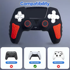 Hicle PS5 Handle Silicone Protective Cover – Non-Slip, Sweat-Proof Soft Rubber Shell with Thumb Grips (Black and Red)