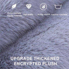 Hicle Winter Car Seat Cushion 3-Piece Set – Lake Blue Plush Bubble Design, Warm Velvet Square Pads for Front & Rear Seats