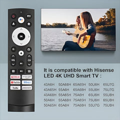 Hicle Universal Infrared TV Remote Control for Hisense LED ERF3T920H | Compatible Replacement for Hisense LED UHD/4K Smart TVs – Hotkeys for Netflix, YouTube, Prime Video & More