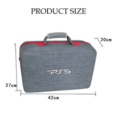 PS5/PS4 Carrying & Travel Case with EVA Fabric Protection for Console & Accessories - Grey with Red Zipper