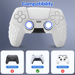 Hicle PS5 Handle Silicone Protective Cover – Non-Slip, Sweat-Proof Soft Rubber Shell with Thumb Grips (White)