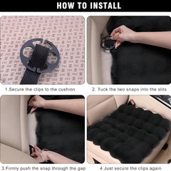 Hicle Winter Car Seat Cushion 3-Piece Set – Black Plush Bubble Design, Warm Velvet Square Pads for Front & Rear Seats