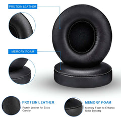 Hicle Extra-Thick Replacement Earpads – Compatible with Beats Solo 2 & 3 Wireless On-Ear Headphones (1 Pair, Black)