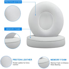 Hicle Extra-Thick Replacement Earpads – Compatible with Beats Solo 2 & 3 Wireless On-Ear Headphones (1 Pair, White)