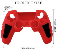 Hicle PS5 Handle Silicone Protective Cover – Non-Slip, Sweat-Proof Soft Rubber Shell with Thumb Grips (Red)