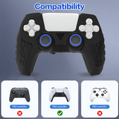 Hicle PS5 Handle Silicone Protective Cover – Non-Slip, Sweat-Proof Soft Rubber Shell with Thumb Grips (Cool Black)