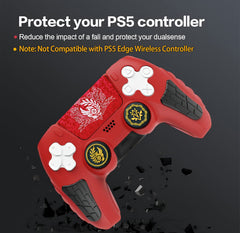 Hicle PS5 Handle Silicone Protective Cover – Non-Slip, Sweat-Proof Soft Rubber Shell with Thumb Grips (Red)