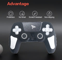 Hicle PS5 Handle Silicone Protective Cover – Non-Slip, Sweat-Proof Soft Rubber Shell with Thumb Grips (Black and White)