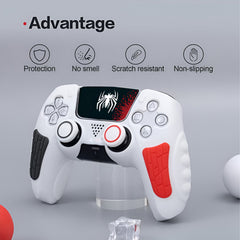 Hicle PS5 Handle Silicone Protective Cover – Non-Slip, Sweat-Proof Soft Rubber Shell with Thumb Grips (Spiderman White)