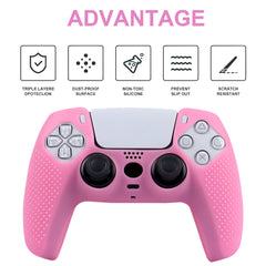 Hicle Silicone Grip Cover for PS5 Controller – Anti-Slip Dotted Texture Protective Sleeve (Pink)