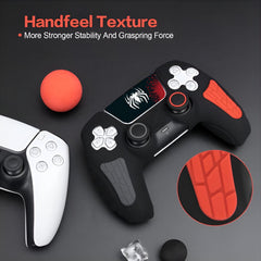 Hicle PS5 Handle Silicone Protective Cover – Non-Slip, Sweat-Proof Soft Rubber Shell with Thumb Grips (Spider-Man Black)